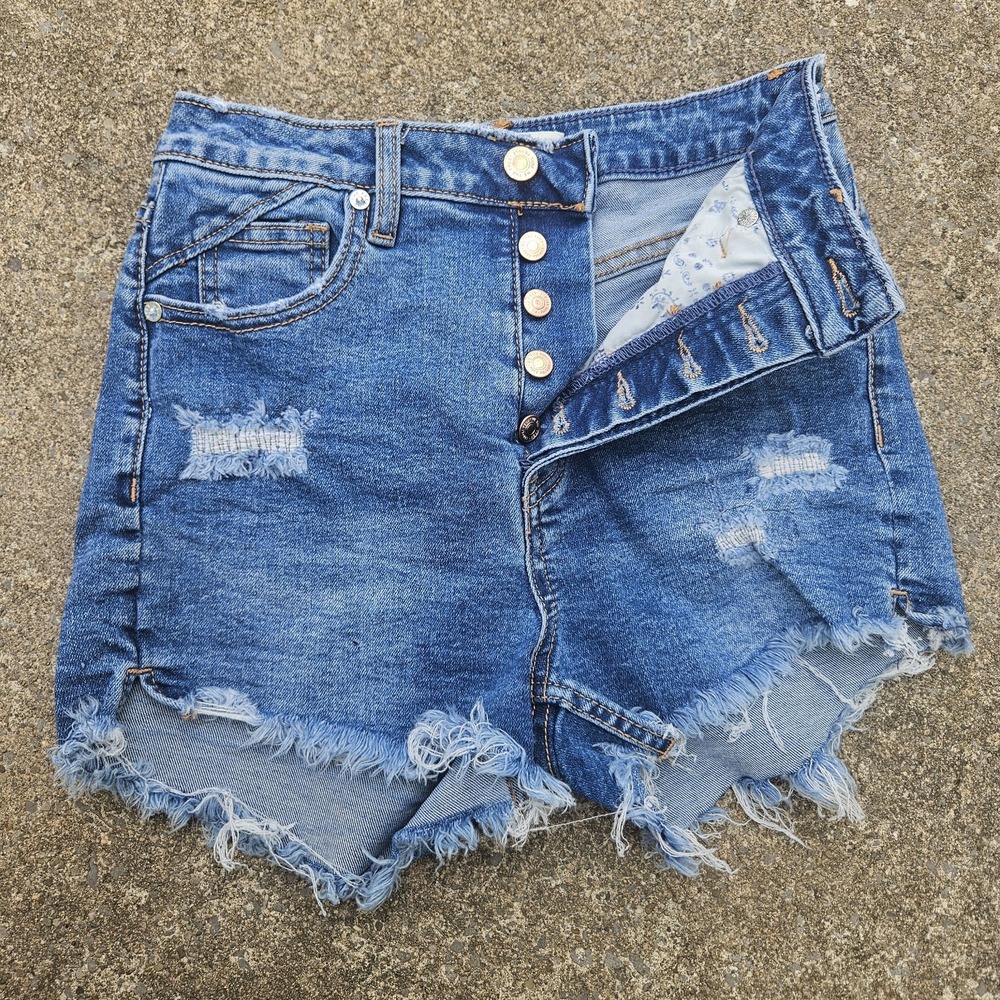 Free People We The Free Cut Off Shorts Women 25 Button Fly Denim Distressed
